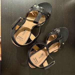Clarks Black Minimalist Sandals with Ankle Strap